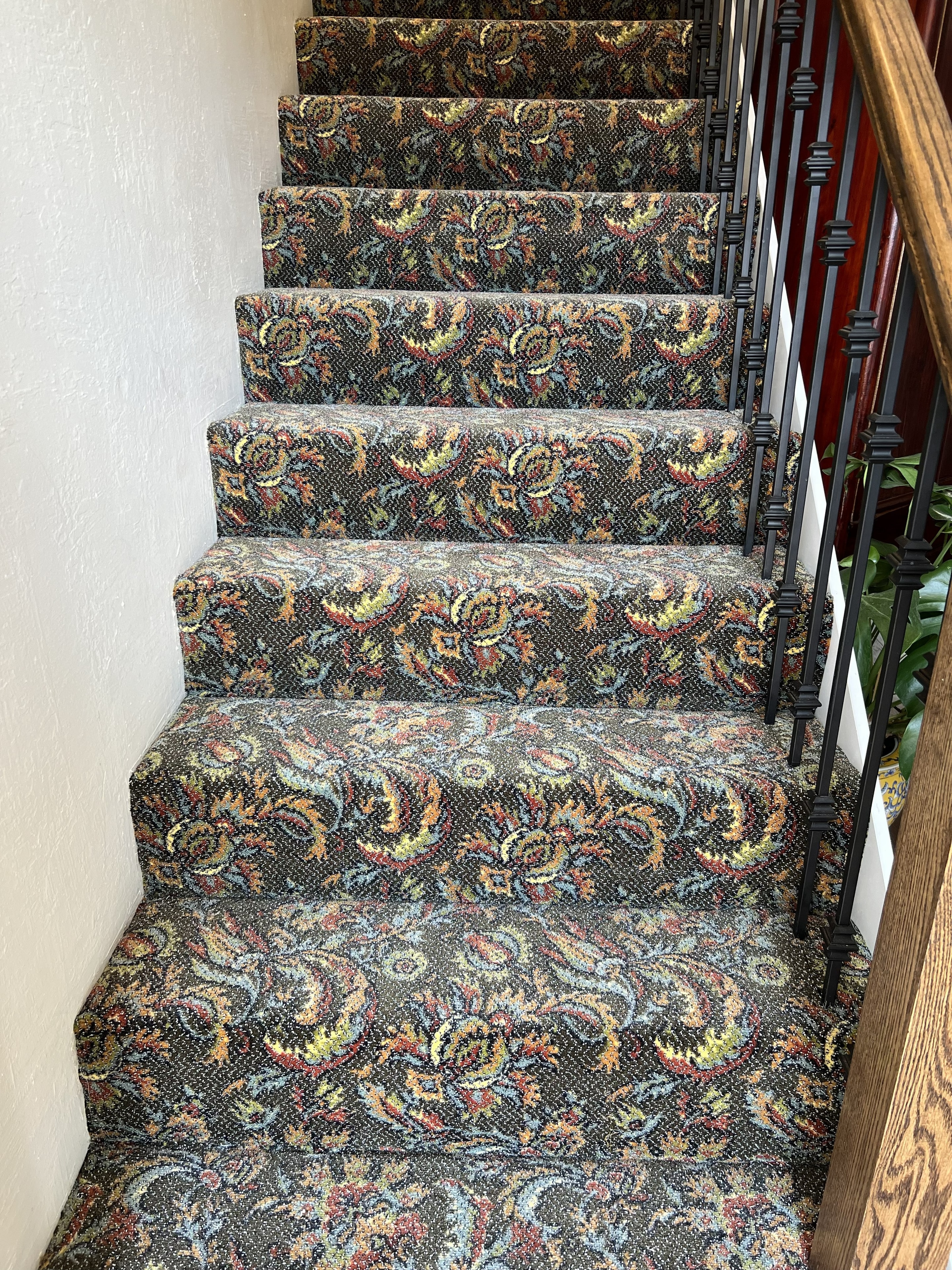 Residential carpet staircase runner